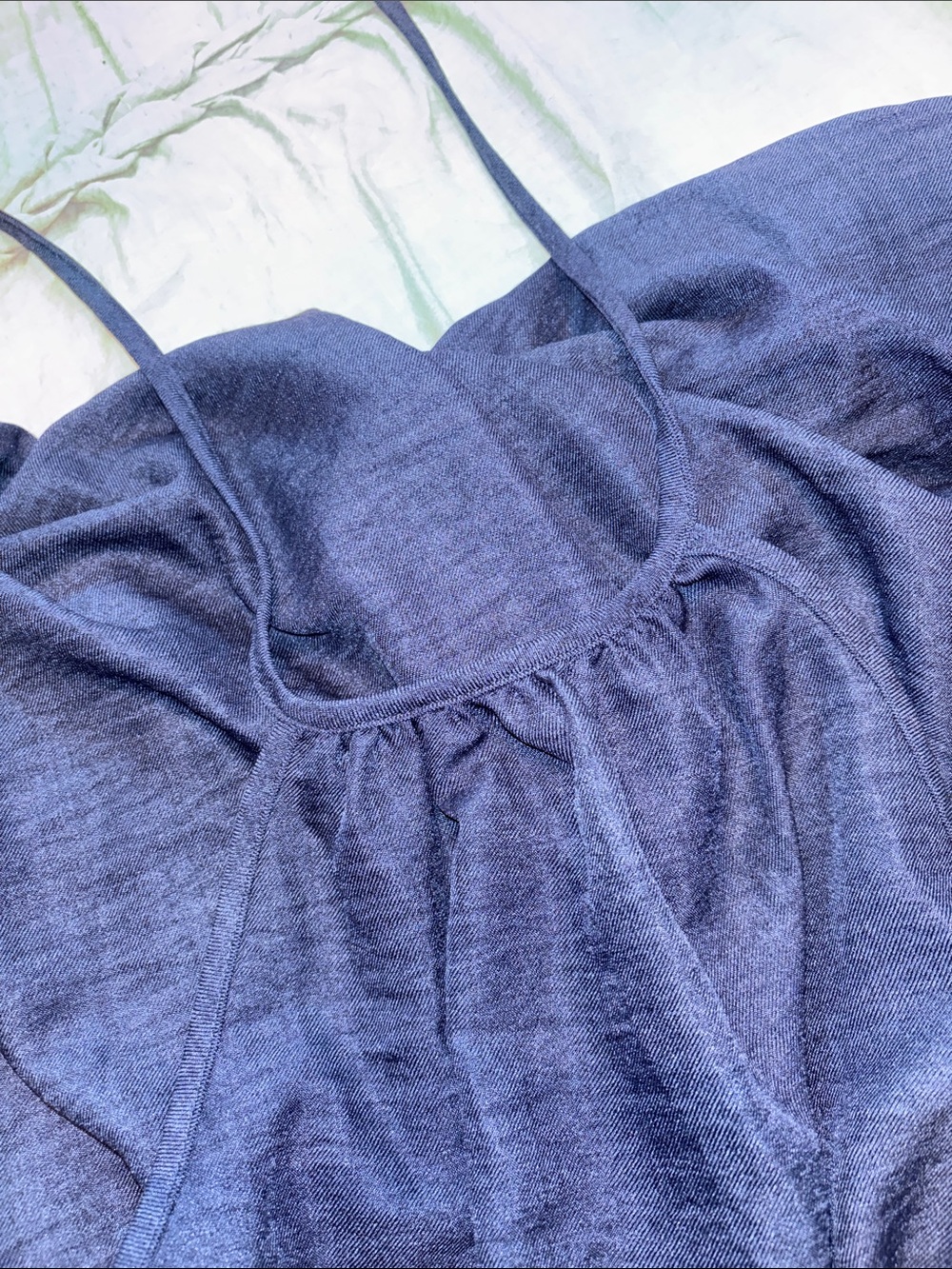 SHEIN Navy Blue Halter Smocked-Waist Wide-Leg Jumpsuit - Picture 3 of 4